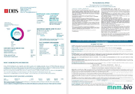 Singapur DBS Bank wyciąg z kredytu hipotecznego w formatach Word i PDF 1-2